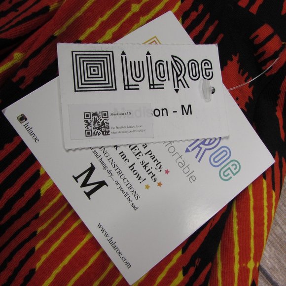 LuLaRoe Medium Madison Skirt Geometric Orange - Picture 3 of 5